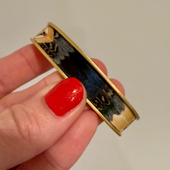 BRACKISH Nome Thin Cuff Bracelet - pheasant and quail feathers 24kt gold plated - Picture 4 of 8